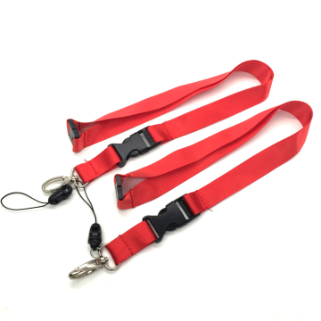 Red Mobile Phone Plain Nylon Lanyard