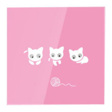 New Crystal Touchscreen Faceplates Switch, 3 Gang Pink Cat Glass