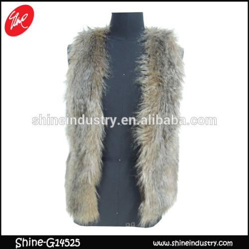 Fashion style sleeveless fur ladies coat