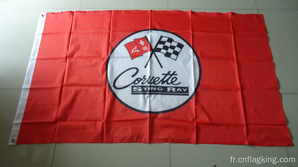 Drapeau d&#39;affichage publicitaire de voiture corvette stingay drapeau corvette stingay bannière 90X150CM taille 100% polyester