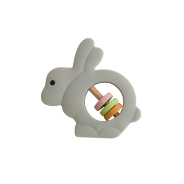 Baby Bunny Silicone Theitting speelgoed houten rammelaars ringen