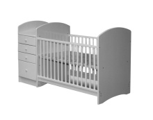 White color pine wood baby crib with cabinets (8108)