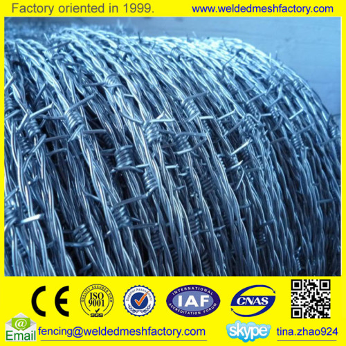 Cheap Galvanized /PVC coated double twist Barbed Wire roll