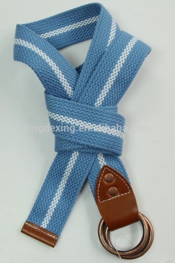 Men casual sport belt polyester webbing woven canvas fabric belt with D rings