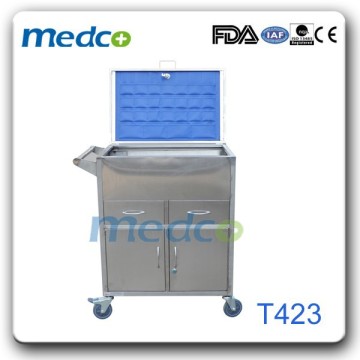 Stainless steel emergency cart trolley T423