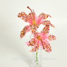 Short stem with artificial gold powder artificial lily flower wholesale