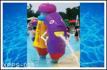 Fiberglass, Pvc Kids Recreation Waterpark Equipments, Pencil Spray Park Equipment