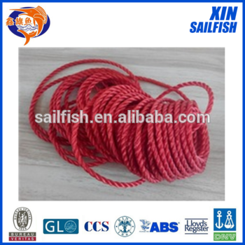 Most popular Red color 3-strand pp multi-filament ropes braided rope 6mm