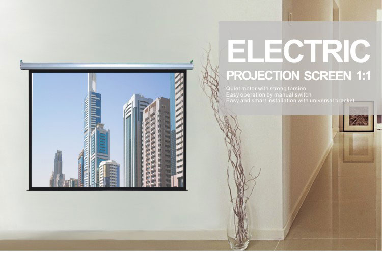 Comix 200*200 cm 1:1 Format Matt White Surface Electric Projection Screen for Meeting