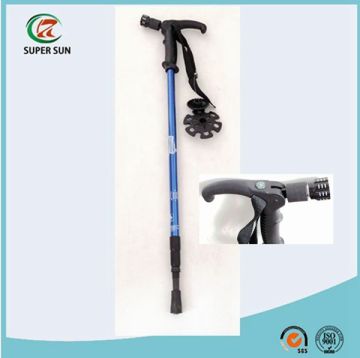 3-section Plastic handle telescopic aluminum 6061 led pole/trekking pole/hiking pole