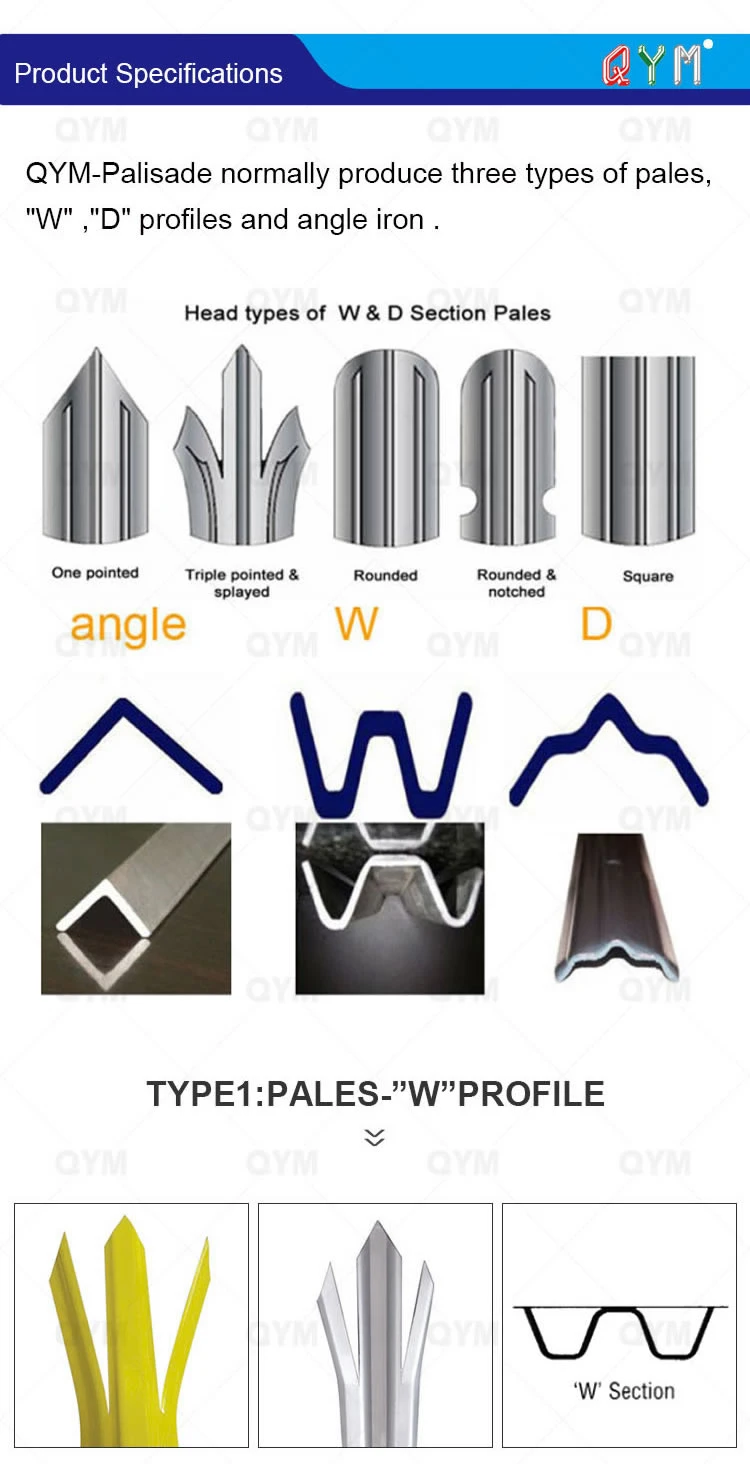 PVC Coated Metal Palisade Fence Security Steel Palisade Fence