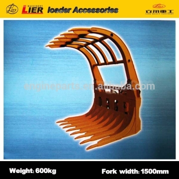 manufacture of min Lier loader accessories 5T wheel loader grapple forks, forks for sale. grapple grass fork