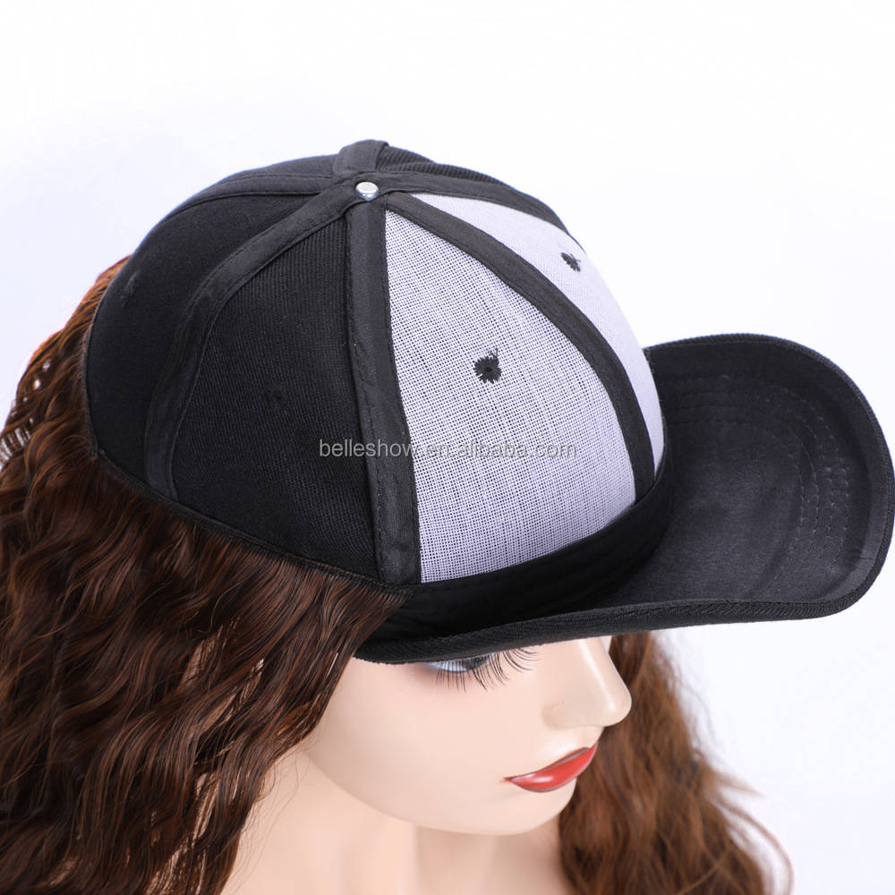 Hot sell Cheap Wholesale Baseball Cap straight Hair Wig Fashion Hot Sale Low Price Black Long Wavy straight braid Baseball hat