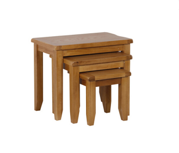 Solid Oak Nest of 3 Tables/Oak Wood Nesting Tables