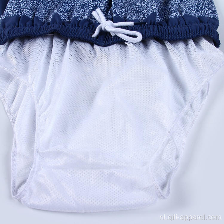 Geborduurde strandshorts van 100% polyester