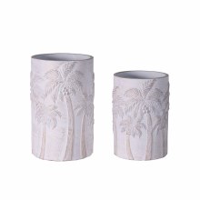 Carved Tree Cylinder Cement Flower Vase for Home & Garden Decor