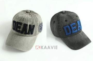 embossed letter logo demin jean baseball cap