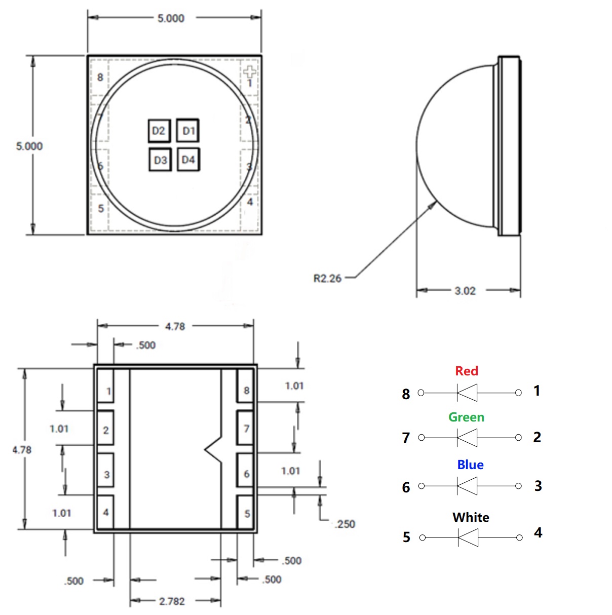 offer 6W 9w 3535  5050  four wavelength  smd LED