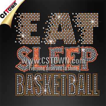 Eat sleep basketball hot fix nailhead custom team logo garment hot fix motif