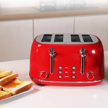 4-Slice Retro Electric Toaster with Dust Cover