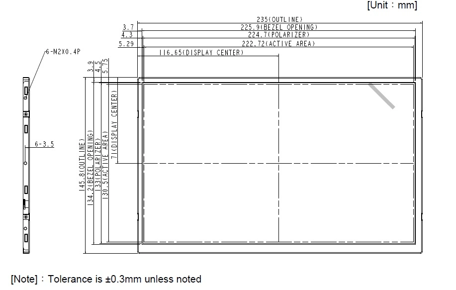 10.2inch LCD Screen 1024*600 Display for LCD Screen