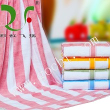 Pink and orange striped bath towel 100% cotton