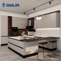 Kabinet dapur gandum dan kombinasi kayu modern