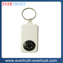 promotional mini square plastic custom keychain compass