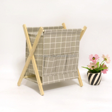 Folding Wood and Fabric Sample Book and Magazine Shelf Rack