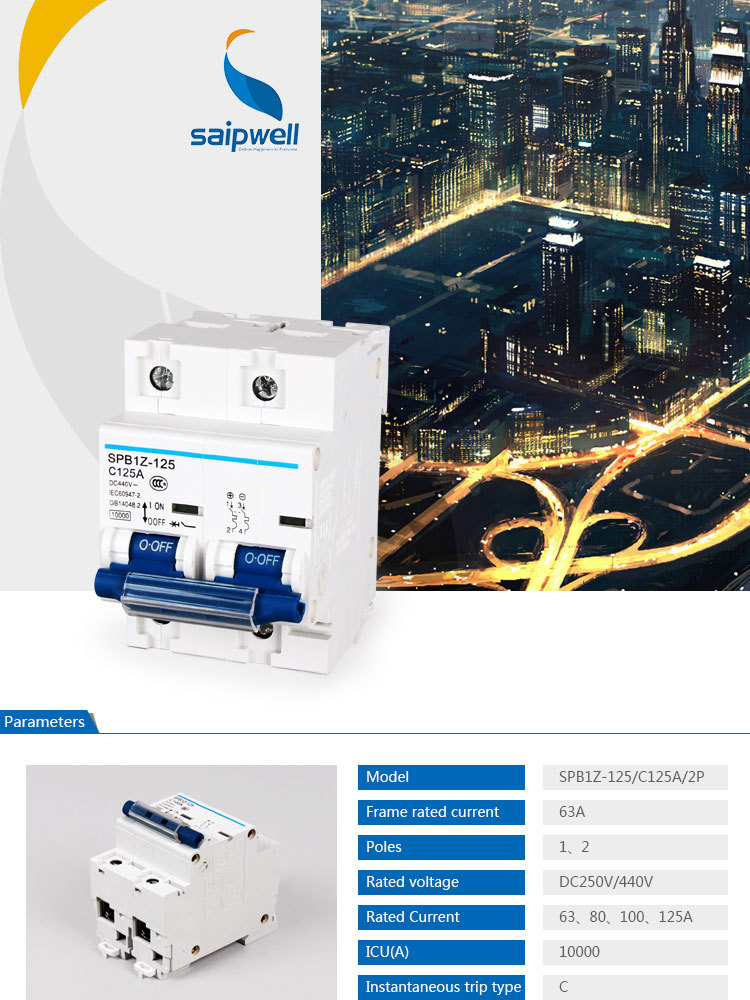 SAIP/SAIPWELL Hot Sales DC RoHS certificated Breaker Mccb