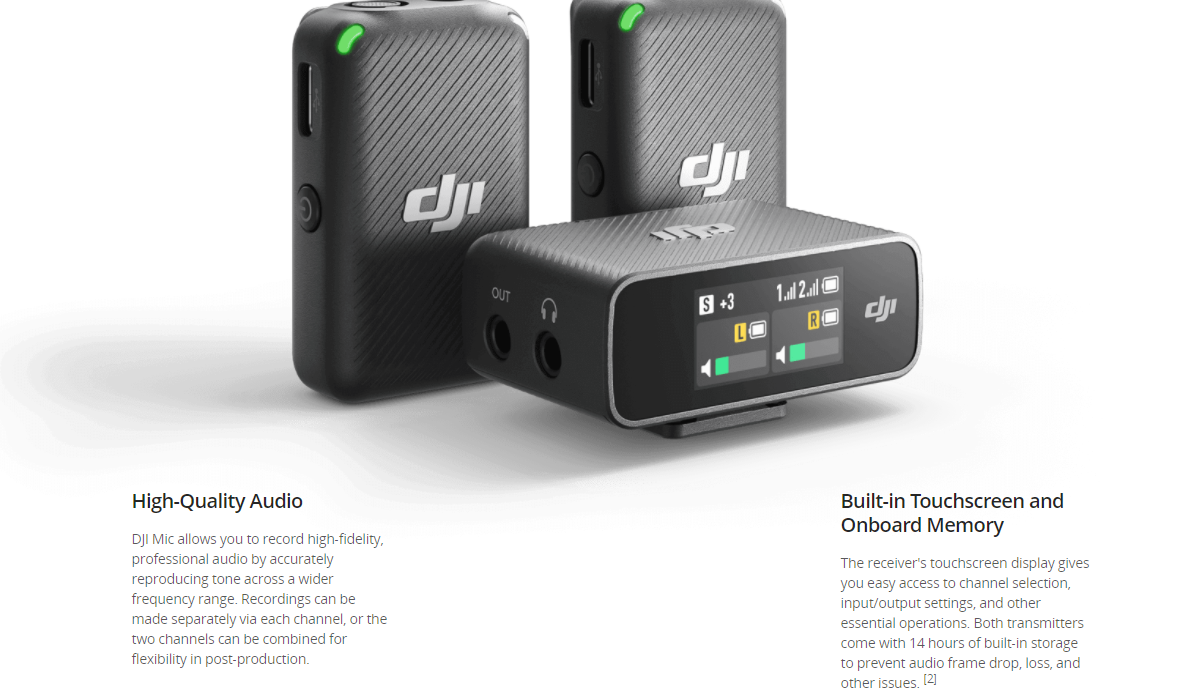Hot Sale DJI Mic 250m Transmission Range Dual-Channel Recording Up to 14 Hours of Onboard Memory Portable and Compact