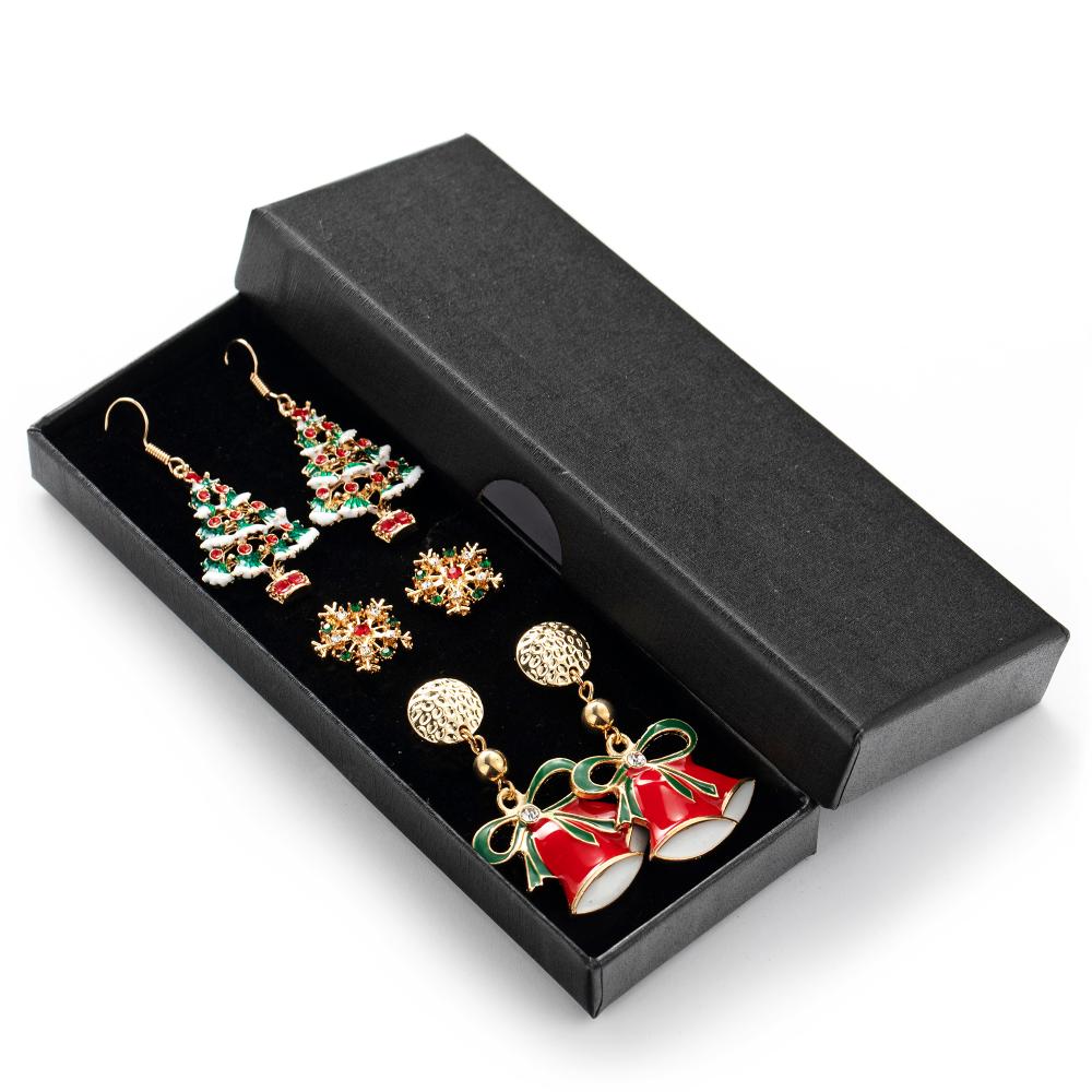 Pendientes de gota navideños Mujeres Niñas Moda Vacaciones simples Cuelgan los anillos del oído Conjunto de joyas