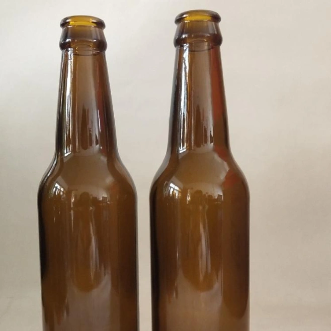 Factory Custom Design Amber Glass Beer Bottle with Rotating Metal Lid
