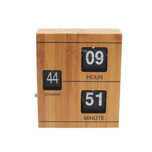 Bamboo flip clock with book shape