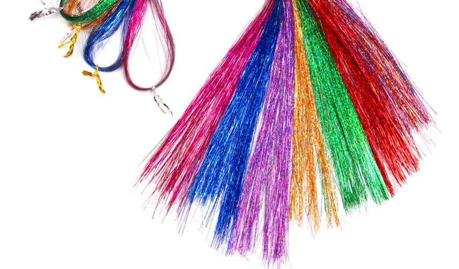 AliLeader Cheap 36" Sparkle Fairy Hair Tinsel 7 Colors Shiny Hair Streaks Tinsel Hair Extension