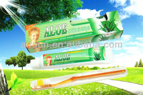 Aloe vera toothpaste with toothbrush