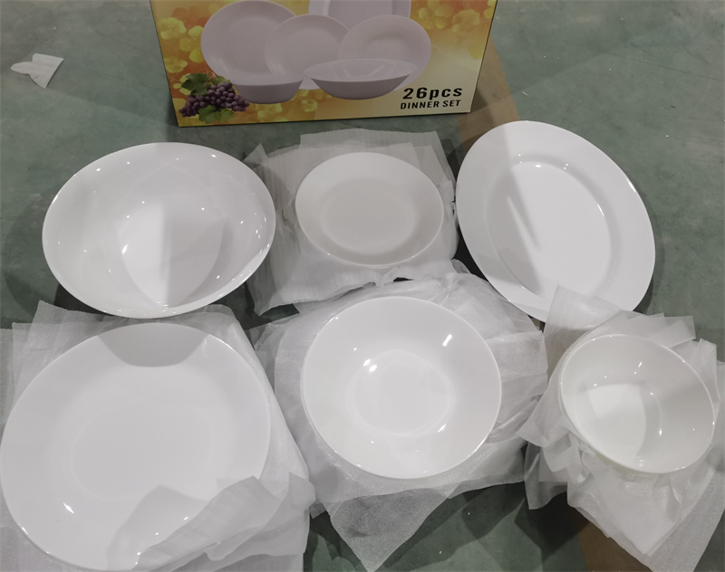 Perangkat makan gelas opal perangkat makan malam gelas tempered glass set