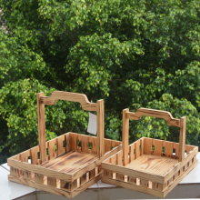 Rectangular Pine Solid Wood Storage Basket