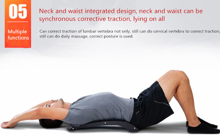 Household portable magnetic therapy lumbar back spine traction stretcher massager