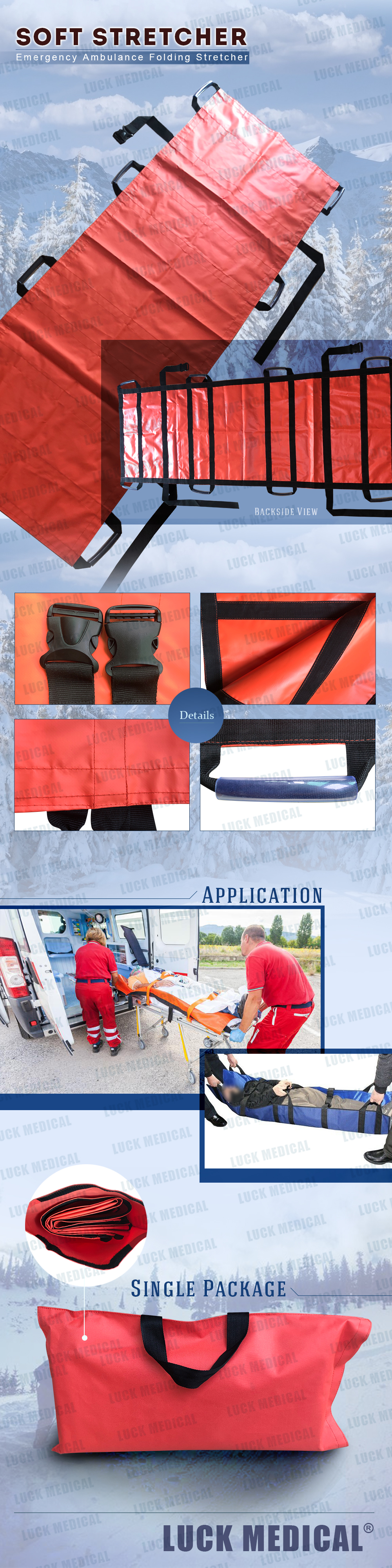 Tragetasche - Tragbare weiche Trage Klappbahre Undurchlässige Notfallbahre Carry bag-Portable Soft stretcher Folding Stretcher Impervious Emergency stretcher
