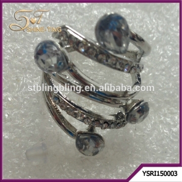 Exaggerated stainless steel ring crystal alloy ring