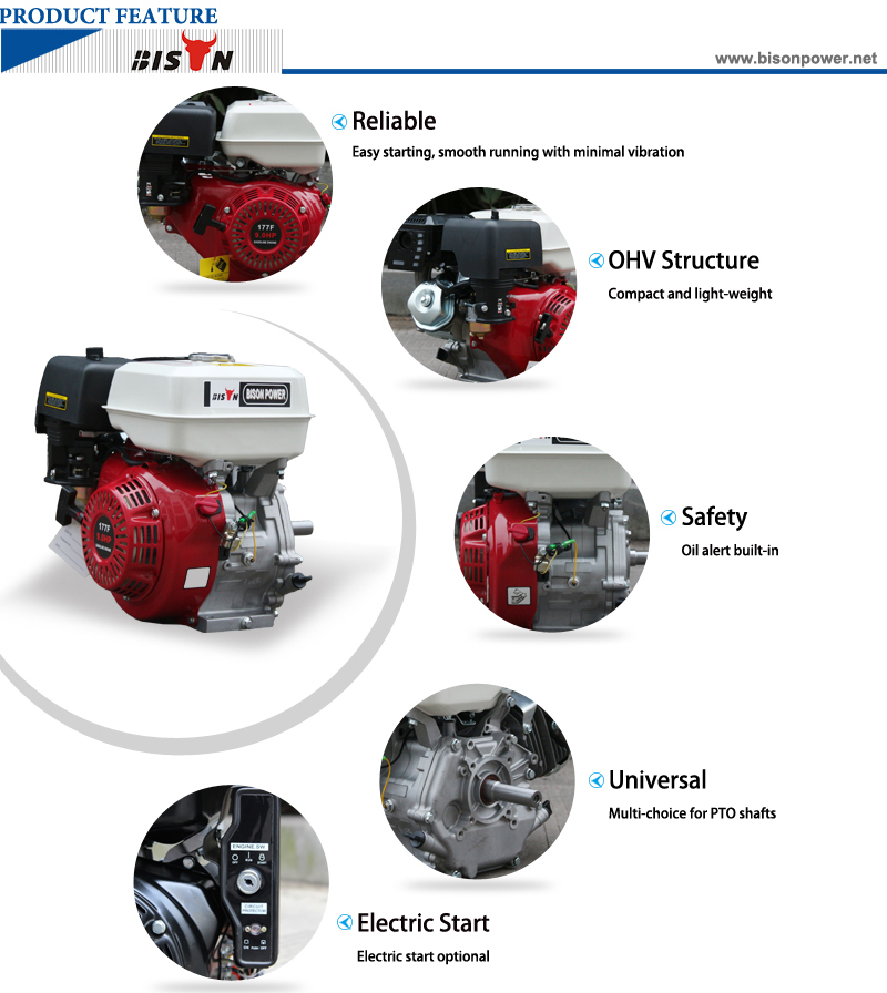 BISON CHINA BS270 OHV Type  9HP Gasoline Engine Single Cylinder 177F Gasoline Natural Gas Engines Assembly