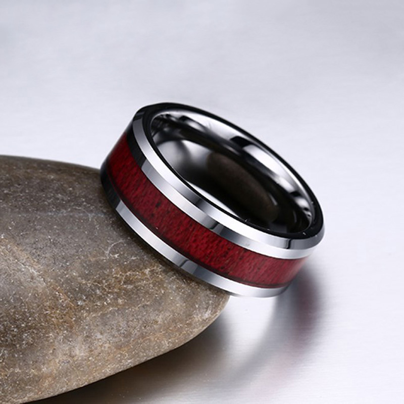 Tungsten Ring With Wood Inlay