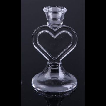 Glass Heart Shape Candlestick Holder