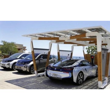 Single row coverage Carport assembly by solar panels