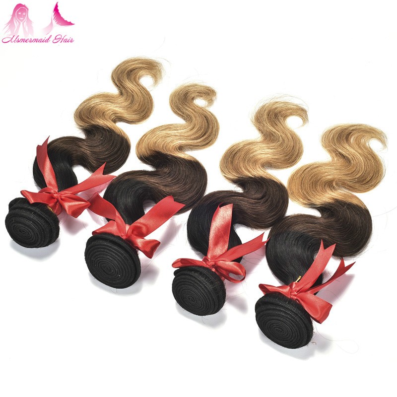 Virgin Peruvian Hair 7A grade Three Tone Ombre color Body Wave human hair bundles