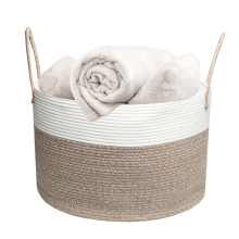 Woven Cotton Rope Storage Basket Home Laundry Hamper