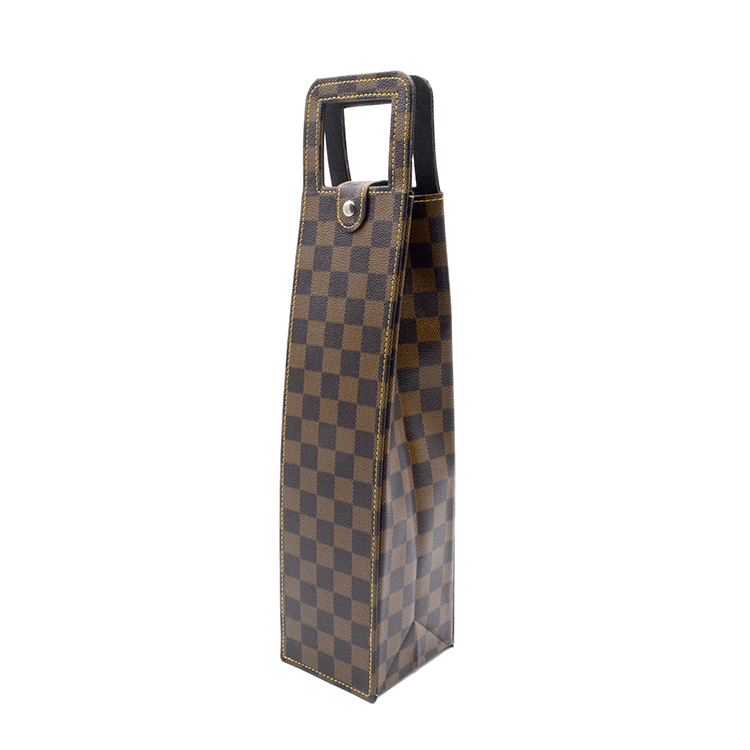 2021 Wine Bag Custom PU Cardboard Luxury Folding single bottle wine bag gift packaging bag