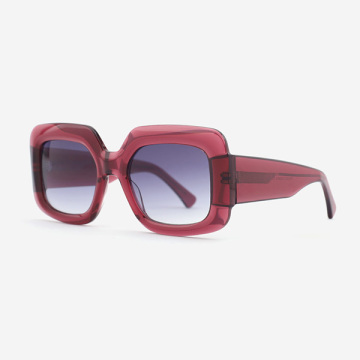 Square-shaped with 3D effect Acetate Unisex Sunglasses