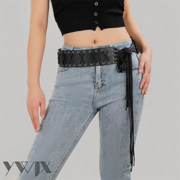 European Punk Cross-Lace Tassel Belt